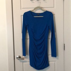 Blue Express Ruched Bodycon Sweater Dress